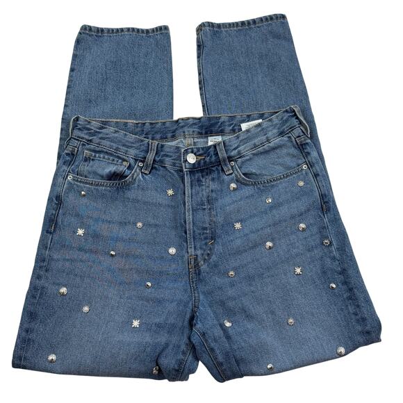 & Denim Vintage Fit High Rise Jeans With Boho Silver Stud Details Women's 30 - Picture 2 of 5